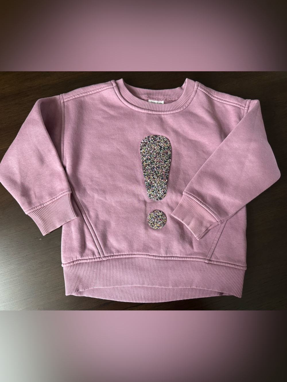 Zara Pink Crewneck Sweatshirt Glitter Exclamation Girls Comfy Sweater Size 5